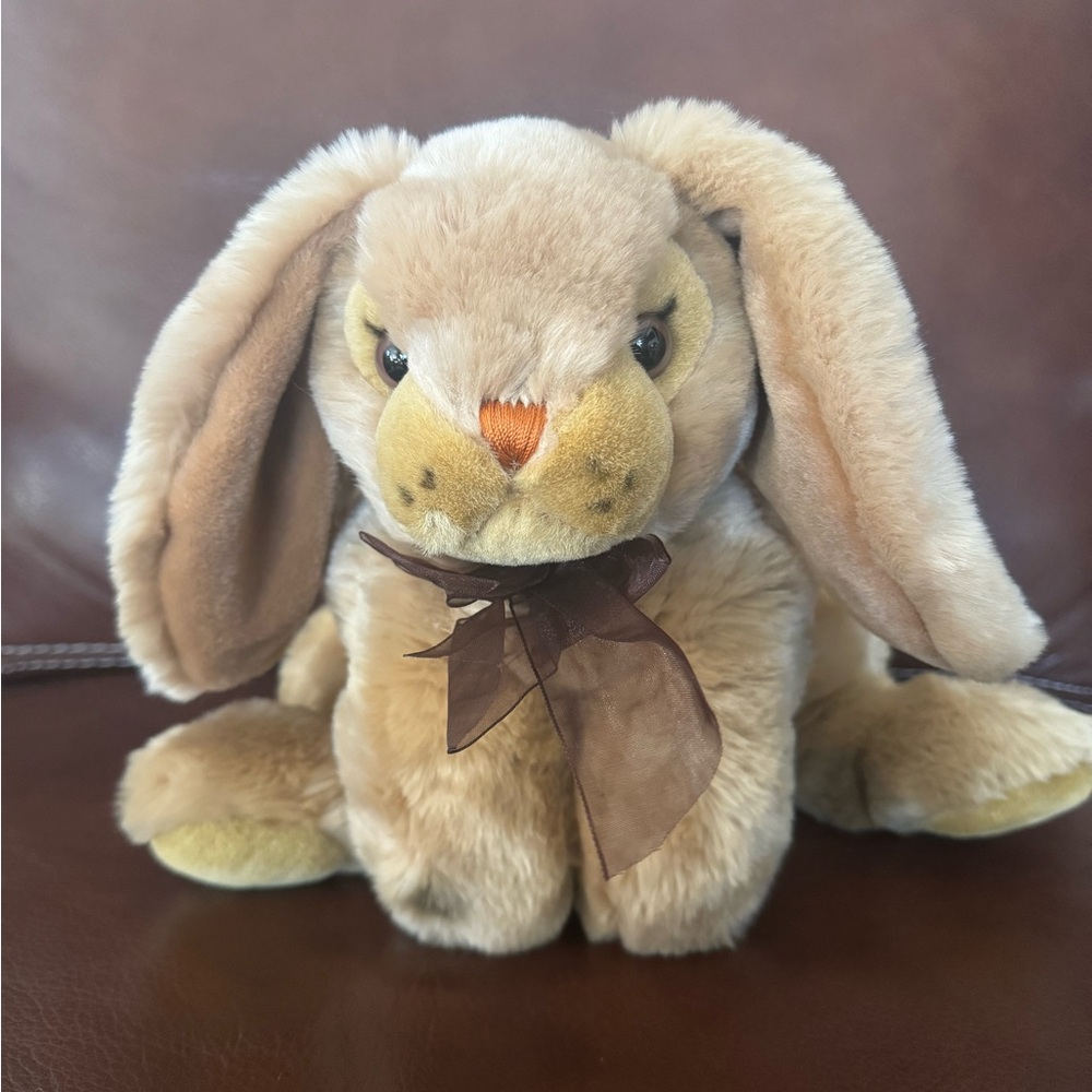 Y2K Vintage Carlton Cards Brown Tan Plush Stuffed Easter Bunny Rabbit